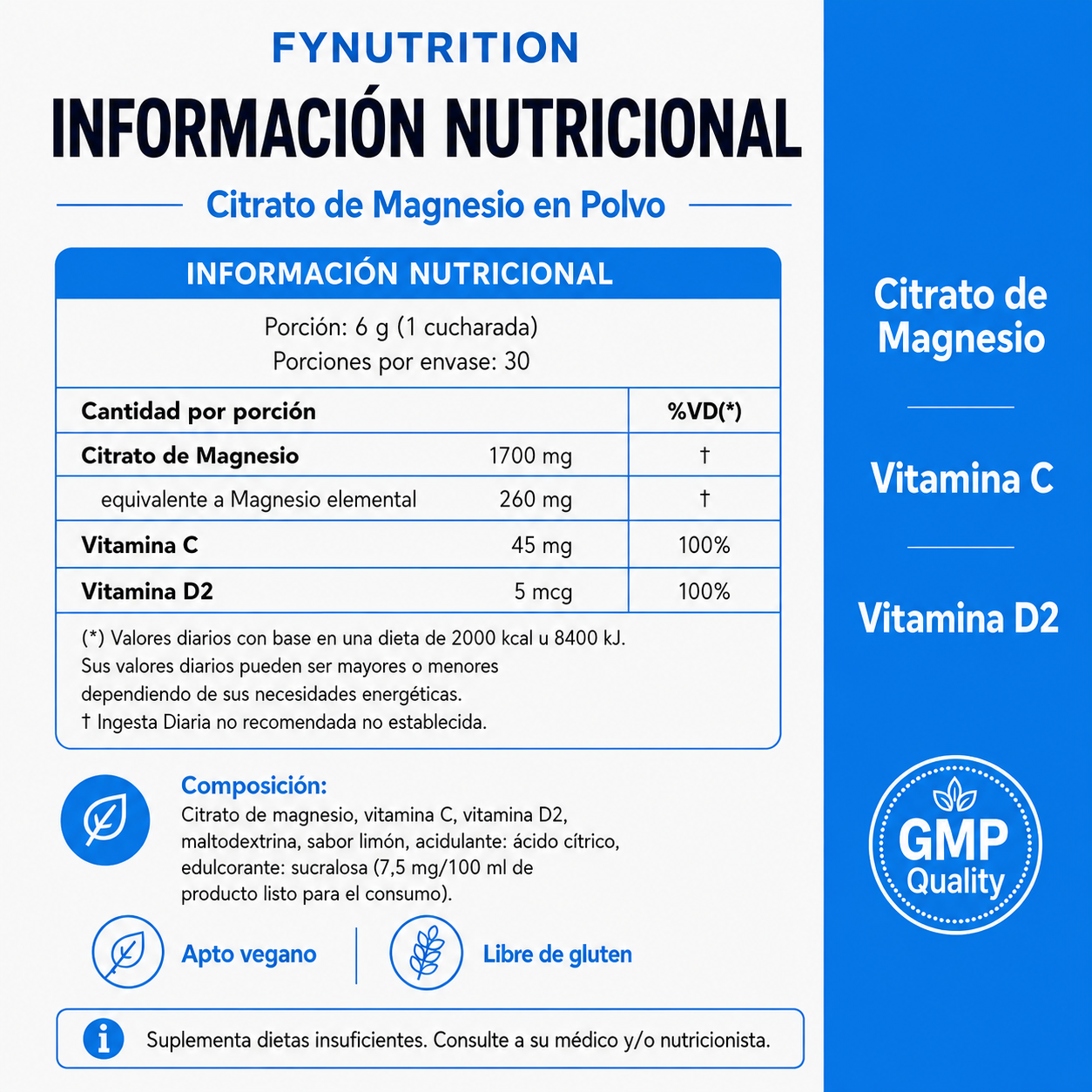 Citrato de Magnesio en Polvo