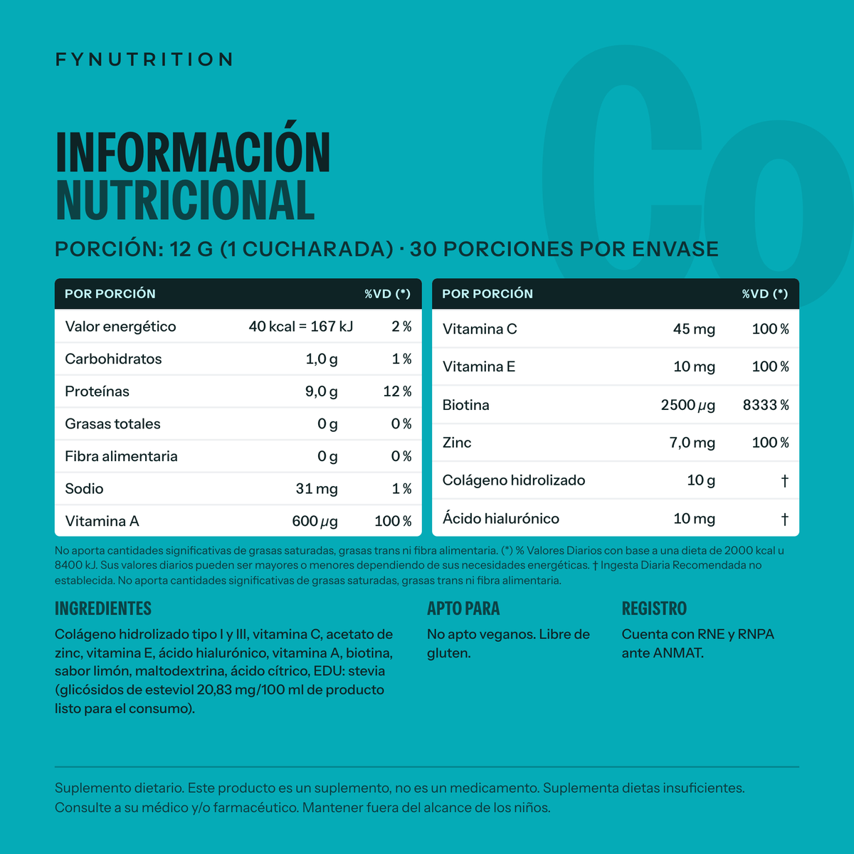 Colágeno HAIRFY: información nutricional – FYNUTRITION