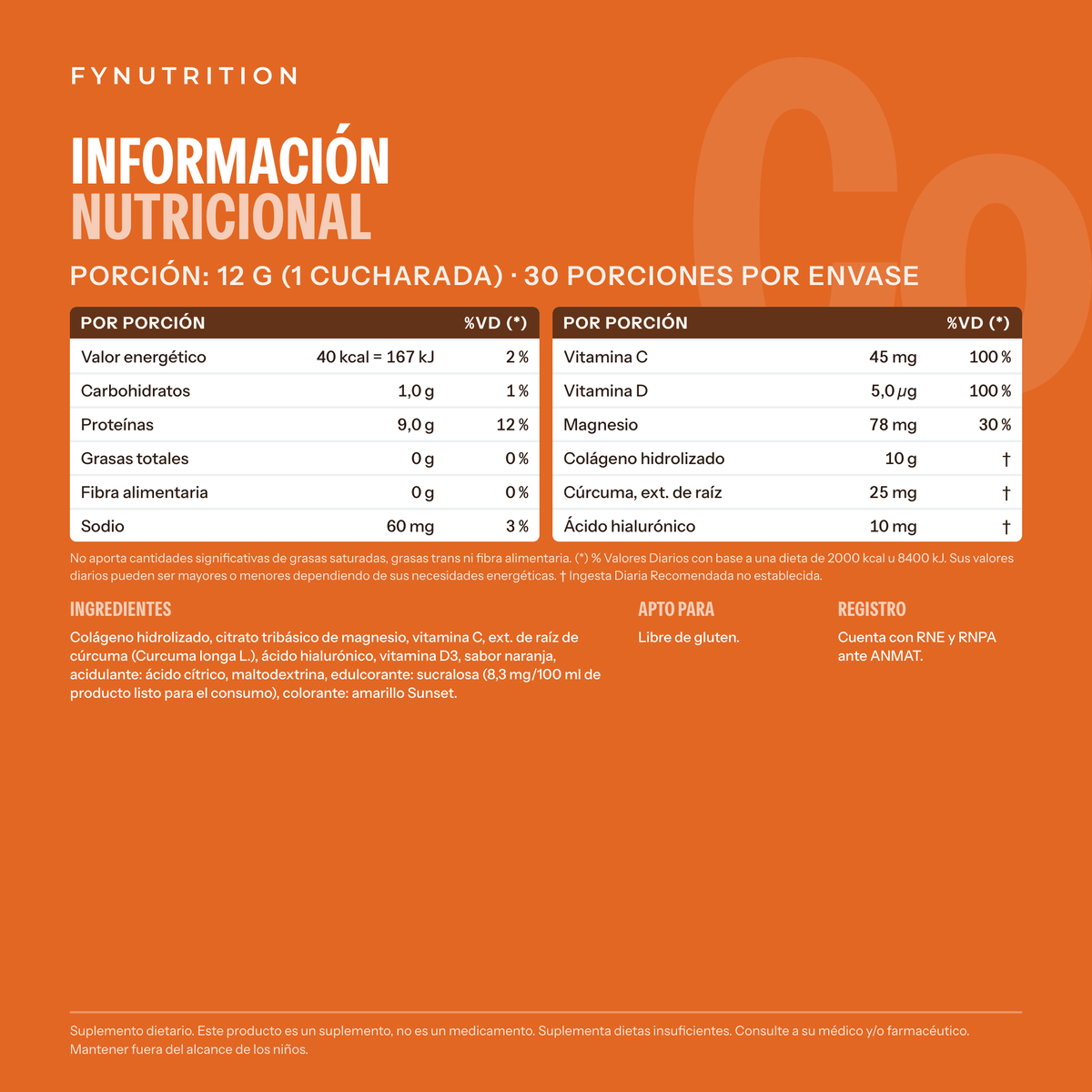 Colágeno Sport: información nutricional – FYNUTRITION