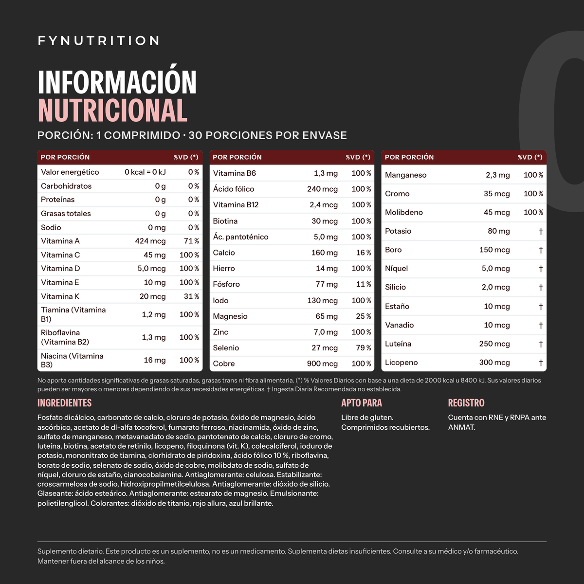 Multify: información nutricional – FYNUTRITION