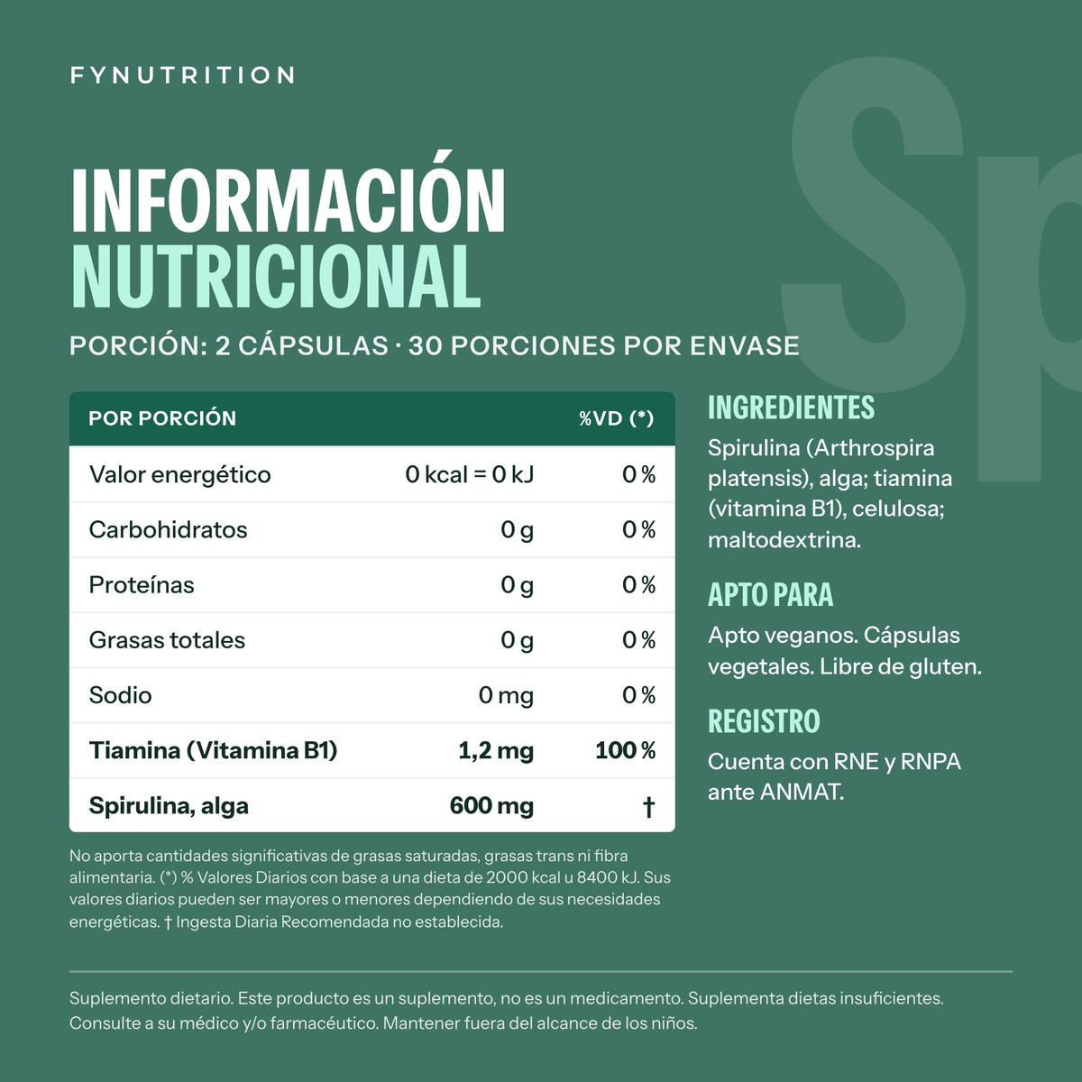 Spirulina: información nutricional – FYNUTRITION