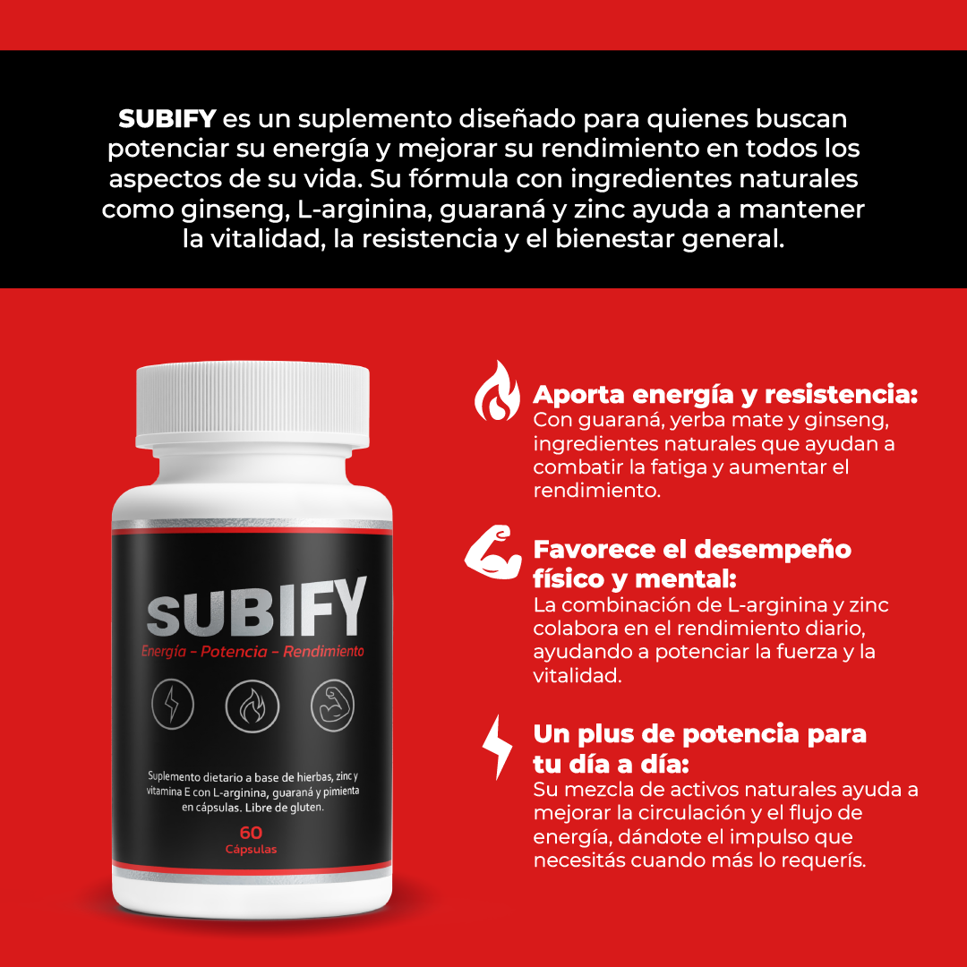 SUBIFY - Potencia, Energía y Rendimiento - 60 Cápsulas