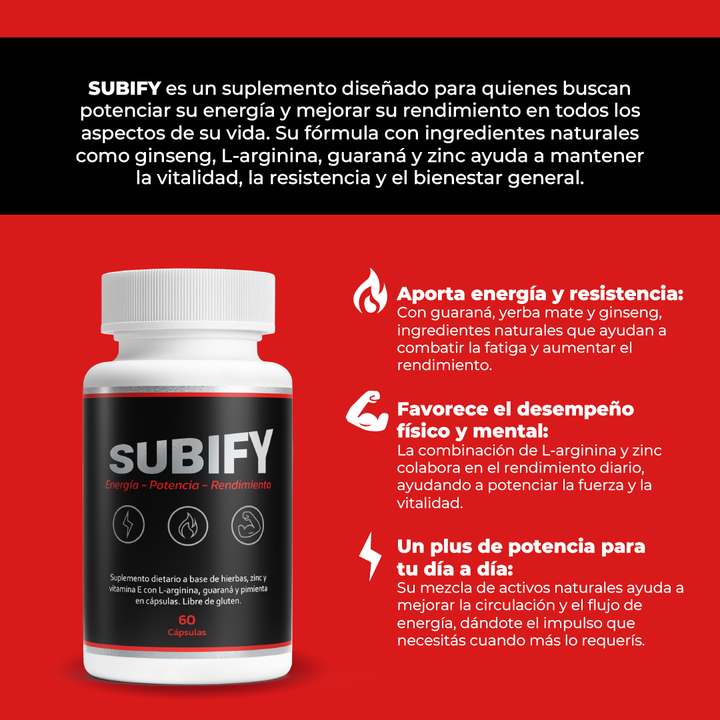 SUBIFY - Potencia, Energía y Rendimiento - 60 Cápsulas