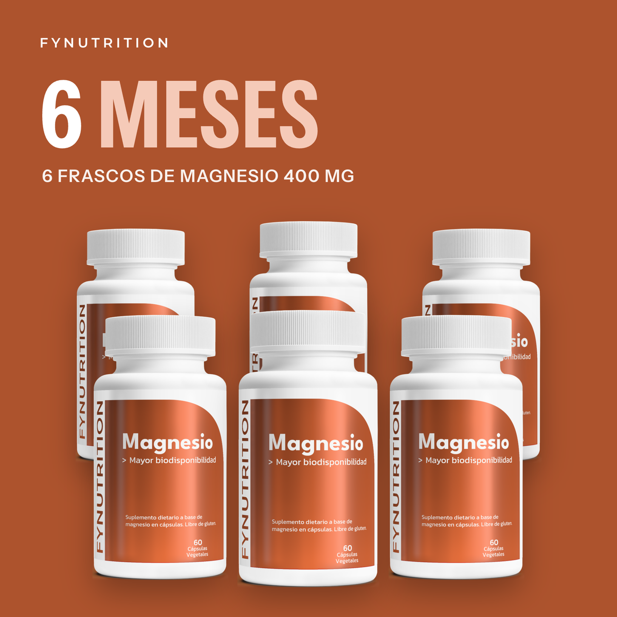 Magnesio 400 mg: 6 meses (6 frascos) – FYNUTRITION